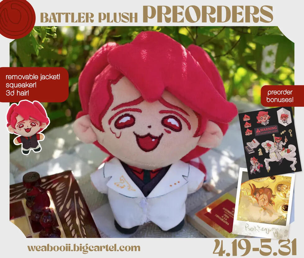 Fanmade plush with removable cape and jacket, made with @weabooii.